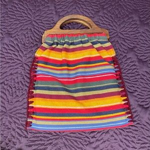 Vintage Boho Abercrombie & Fitch wooden handle purse